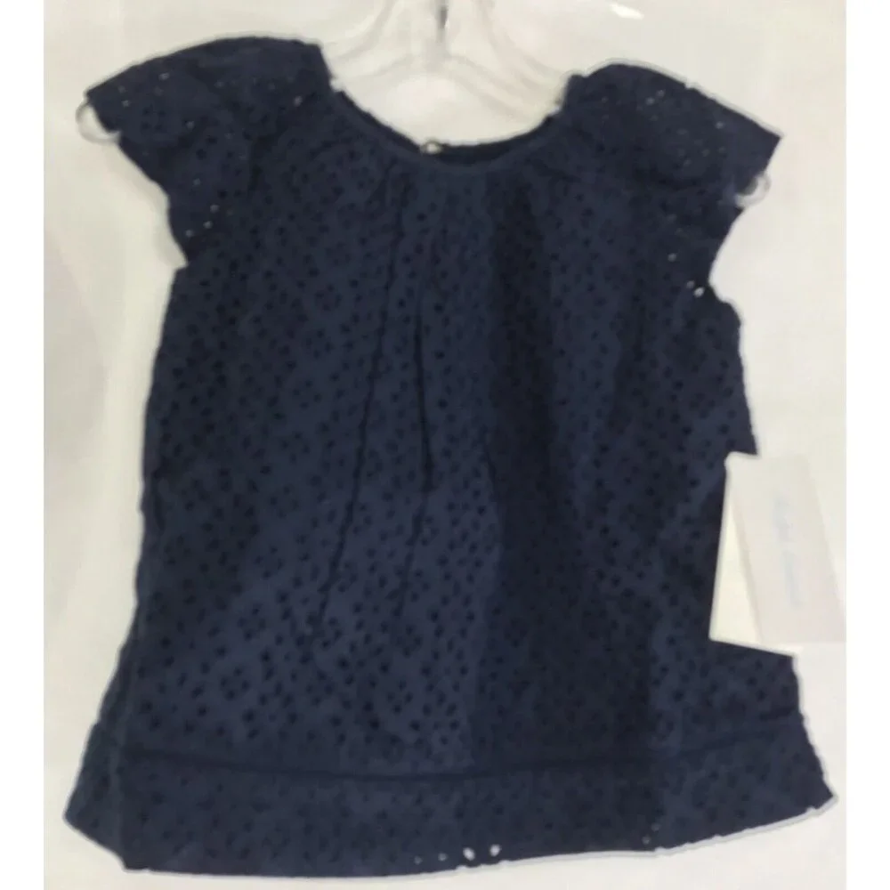 Ralph Lauren Dress‎ Bloomers Baby Girls Size 24 Months Blue Eyelet Short Sleeve
